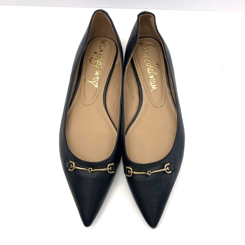 Sam Edelman Nori Ballet Flats Womens 9.5 M Black Leather Pointed Toe Horsebit